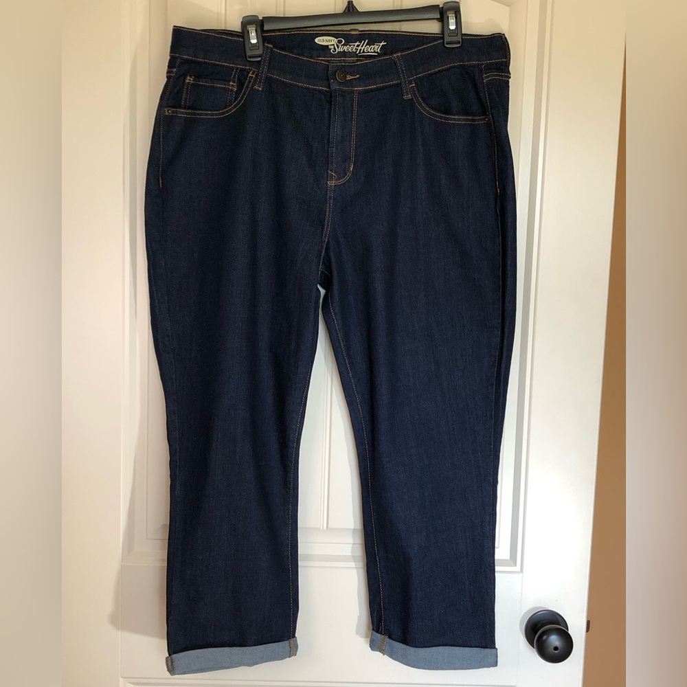 Old Navy The Sweet Heart Dark Wash Crop Jeans, Women’s Size 14, NWOT